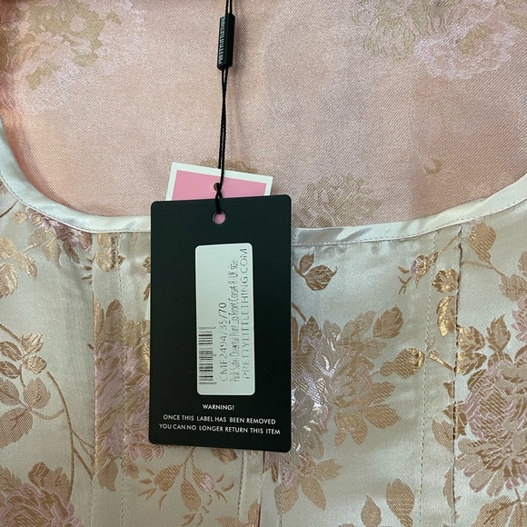 PrettyLittleThing Pink Satin Print Zip Front Corset - Picture 5 of 10